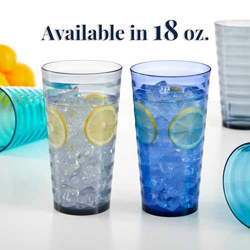 US Acrylic Splash [Set of 16] 18 ounce Plastic Stackable Water Tumblers in 4 Coastal Colors Value Set of Drinking Cups, Reusable, BPA-free, Made in the USA, Top-rack Dishwasher Safe - color: Coastal