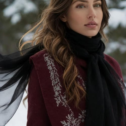 Chiffon Scarfs for Women Lightweight Scarf Shawl Fashion Scarves Sunscreen Shawls for Ladies - color: Black