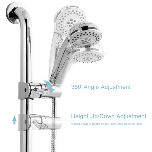 OFFO ADA Handshower Shower Grab Bar Head Holder, Universal Fit 1.25''(32mm) Hand Held Shower Bracket for Handicap Grab Bar, Detachable Bathroom Replacement, 360 Degree Rotation Sprayer Holder, Chrome - size: 1.25“
