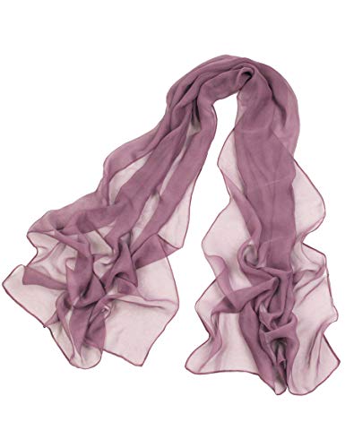 PANTONIGHT Long Chiffon Sheer Scarf For womens - color: 070 Plain Purple
