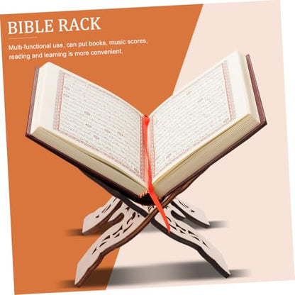 STOBOK Wooden Bible Book Stand Desktop Reading Holder for Quran and and Stable for Use Multi-Functional Display Rack - color: Beige