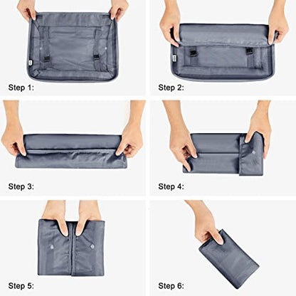 Mossio 9 Set Packing Cubes with Shoe Bag & Electronics Bag - Luggage Organizers Suitcase Travel Accessories - color: Grey