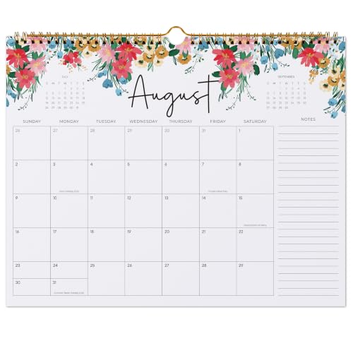 2026-2027 Calendar, Jokotha Wall Calendar 2026, Calendar Runs From Aug 2026 - Dec 2027, 15" x 12", Twin-Wire Binding, Hanging Hook, Floral Design