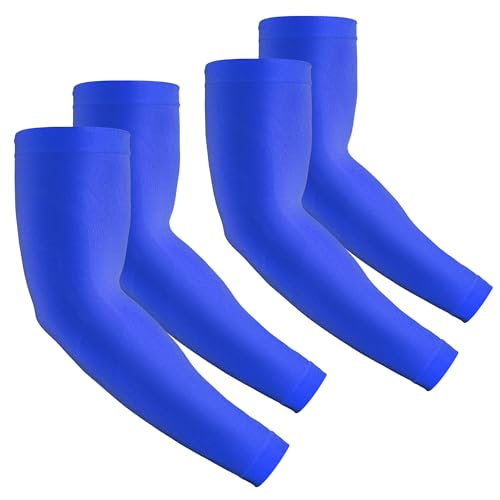 2 Pairs UV Protection Cooling Arm Sleeves Compression Sun Sleeves for Men Women Youth, Tattoo Cover Up, UPF 50 - color: 2 Pairs: Blue