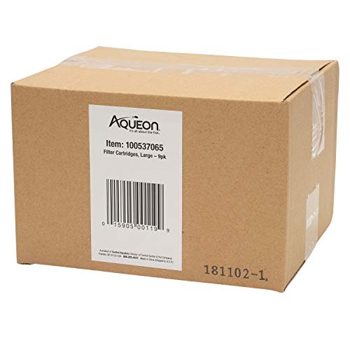 Aqueon Aquarium Fish Tank Replacement Filter Cartridges Large - 9 pack | Fish tank filter cartridge with activated carbon, rinse-install tab, change every 4 weeks, fits canister filter 200-400 - size: 9 Pack
