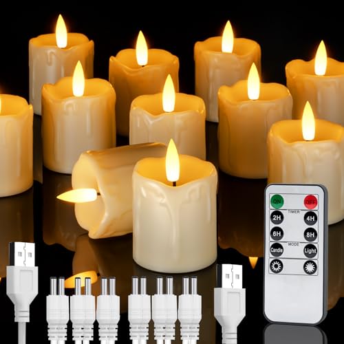 2"x 2" Rechargeable Flameless Votive Candles with Remote Timer, 12 Pack - color: Drip (12 Pack, Rechargeable)