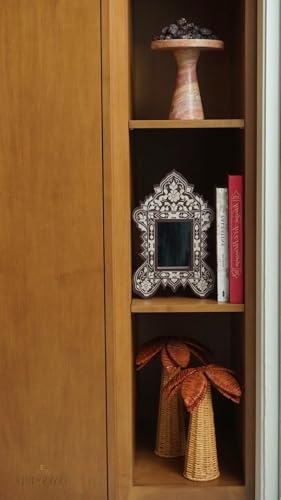 Damascene Keepsake Display Mirror for Ramadan & Eid Decor | Elegant Table Decorations for Dining Room | Ramadan Mubarak & Eid Mubarak Home Decor, 13" L x 9.5" W