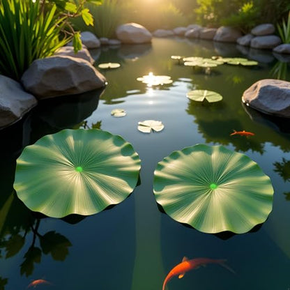 2Pcs 28cm Lily Pads for Ponds, Artificial Floating Lotus Leaves Fake Foliage Plant Garden Pond Pool Decor Artificial Plants and Flowers