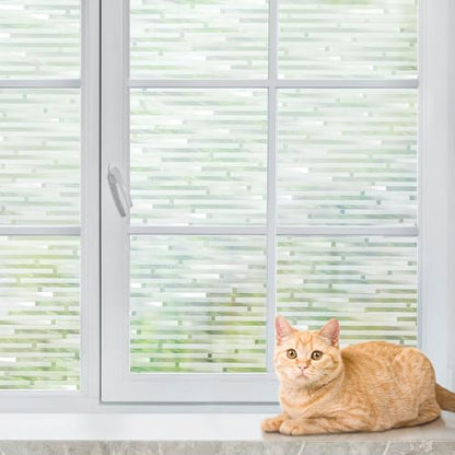 rabbitgoo Window Privacy Film, Frosted Glass Window Film, 23.6" x 118.1" - color: Striped, size: 23.6" x 118.1"
