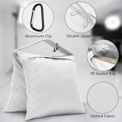 4-Pack White Sandbag Weight Bag for Light Stand Photography Video Equipment | Heavy Duty Saddlebags for Backdrop Stand, Photo Tripod, Canopy, Pop up Tent, Umbrella Base, Fishing Chair, Picnic Table - color: White