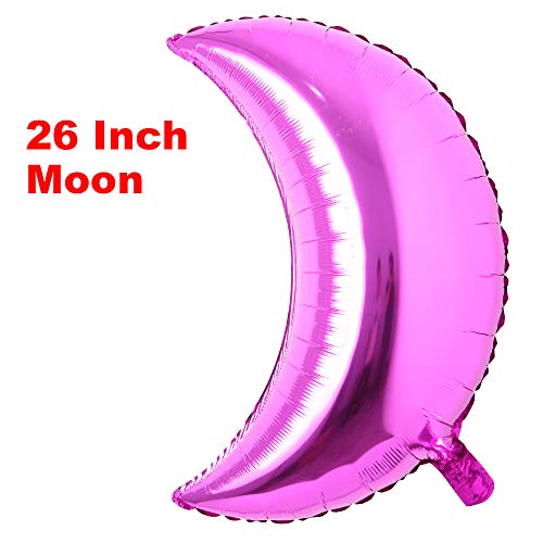26 inch large moon foil helium balloons baby shower 100 days kids birthday party wedding decoration supplies big moon balloons (26 inch Moon Rose Red) - color: 26 Inch Moon Rose Red