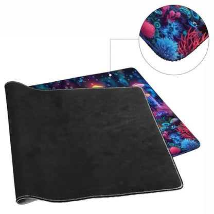KeKee Glowing Colorful Sea Aquarium Neon Large Mouse Pad Gaming Mousepad Desk Pad for Keyboard and Mouse Mat Non-Slip Base 40x90cm, Style - size: 40x90cm