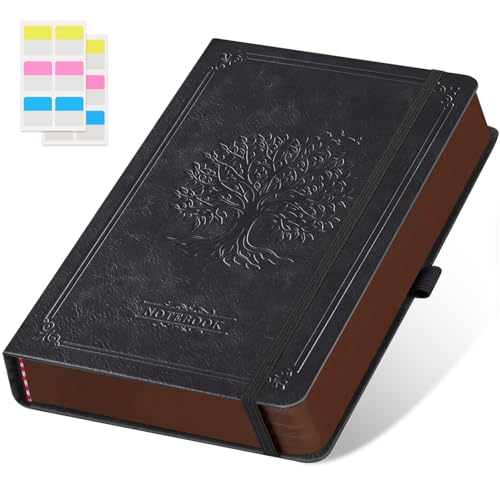 FOCUS DAY Lined Journal Notebook, A5 size (5.7'' X 8.4''), 320 Pages 100GSM Thick Paper, Leather Hardcover, for Women Men, Writing, Note Taking, Personal Diary, Travel Journal - color: 12.black, size: A5