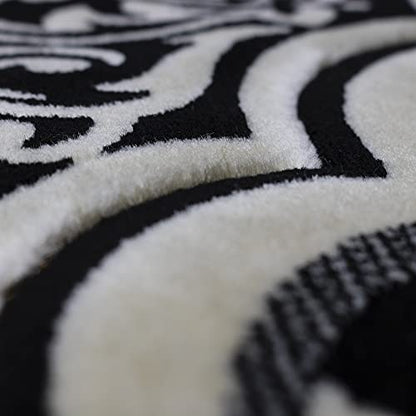 Modefa Turkish Islamic Velvet Prayer Rug - Thick Wide Soft Prayer Carpet - Men & Women - Large Prayer Mat - Eid & Ramadan Gift - with Kufi Cap Beads & Car Hanger - Double Plush Floral Black - color: Floral Arch - Black