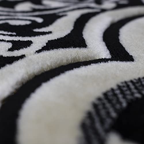 Modefa Turkish Islamic Velvet Prayer Rug - Thick Wide Soft Prayer Carpet - Men & Women - Large Prayer Mat - Eid & Ramadan Gift - with Kufi Cap Beads & Car Hanger - Double Plush Floral Black - color: Floral Arch - Black