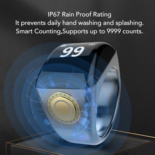 Smart Ring Counter, Rechargeable Digital Tasbih Finger Counter with OLED Screen for Sports and Prayer Tracking 68g - size: 18mm