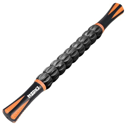 Muscle Roller Massage Roller Stick- Deep Tissue Fascia Blaster for Myofascial Pain Relief, Lymphatic Drainage & Body Sculpting, Handheld Physical Therapy & Recovery Tool (Orange Black) - color: Orange Black