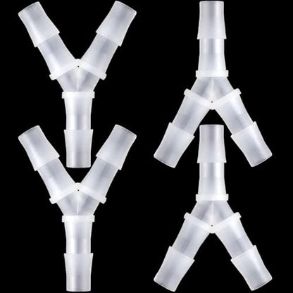 4 Pcs 3/8 Inch Y Shape Splitter Tubing Connectors, Plastic Barb Hose Fitting Tee Shape Tubing Connector, Universal 3 Way Oxygen Splitter Joint Splicer for Air Line Gas Fuel Pipe - White - size: 3/8inch