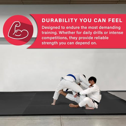 COCO MATS 'N MORE IJF Approved Judo and Martial Arts Mat – High Density Training Mat with Tatami Non-Slip Vinyl Surface, MMA Mats & BJJ Mats for Gym & Home Training - color: Black
