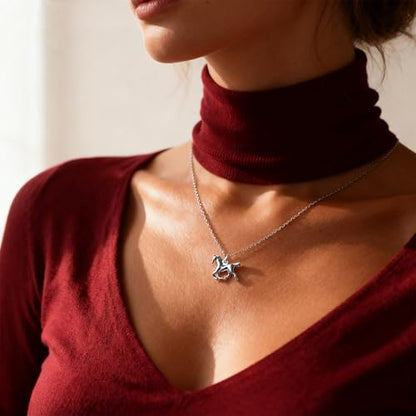 Dainty Silver Necklace for Women - Ankh Jesus Horse Celtic Cross Necklace for Women, Dainty Charm Spider Christian Gifts for Friends Sister Mom, Birthday, Christmas, Mother's Day, Graduation Gifts - style: Horse