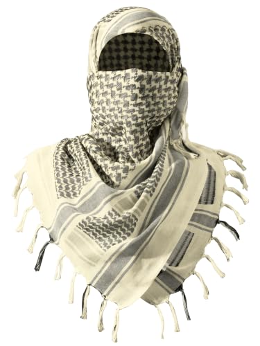 FREE SOLDIER Scarf Military Shemagh Tactical Desert Keffiyeh Head Neck Scarf Arab Wrap with Tassel for Men Women - color: Tan