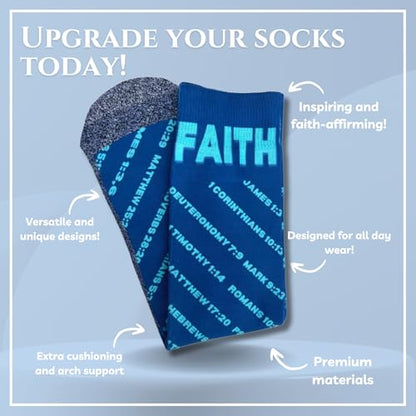 Men's – Christian Crew Socks for Men with Scripture | Moisture-Wicking | Easter Gift Idea - color: Faith Verses