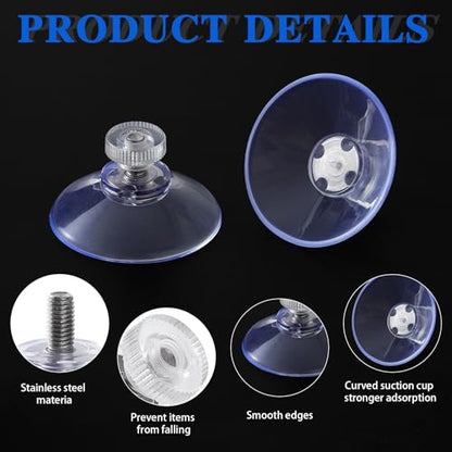 6pcs Clear Suction Cup Glass Suction Pads, 41mm PVC Plastic Sucker Pads, Extra Strong Adhesive Suction Holder Without Hooks for Window Mirror Décor