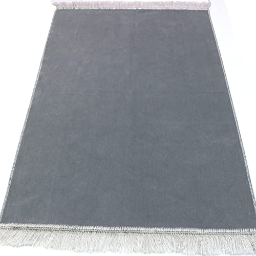 Modefa Muslim Velvet Prayer Rug Solid Simple (Grey) - color: Grey