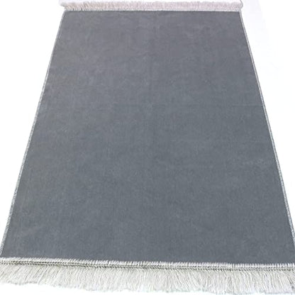 Modefa Muslim Velvet Prayer Rug Solid Simple (Grey) - color: Grey