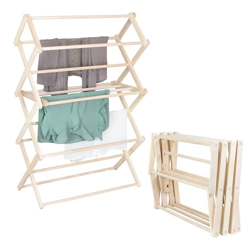 Pennsylvania Woodworks Clothes Drying Rack: Solid Maple Hard Wood Laundry Rack for Sweaters, Blouses, Lingerie & More, Durable Folding Drying Rack, Made in USA, No Assembly Needed, Medium - color: Medium