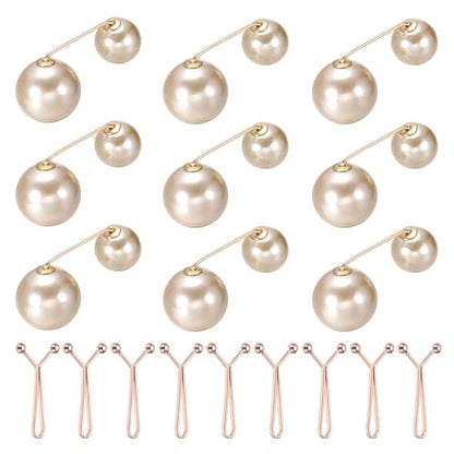 MECCANIXITY Artificial Pearl Brooch Pins, Safety Pins Sweater Shawl Clips for Women, Anti-Exposure Neckline Waist Adjuster for Scarf, T-Shirt, Pants,Gold,Champagne 18pcs,2 Styles - color: Gold,champagne