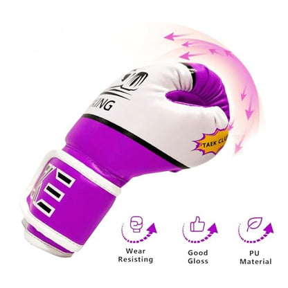 CKE Kids Boxing Gloves for Kids Boys Girls Junior Youth Toddlers Age 5-12 Years Training Boxing Gloves for Punching Bag Kickboxing Muay Thai - color: Purple