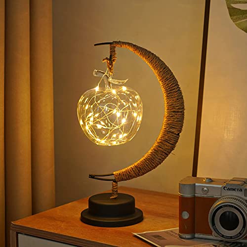 LED Decorative lamp Table lamp 3D Magic Moonlight Wrought Iron Night Light Christmas Home Decoration Birthday Gift USB Power Supply 5.5 * 5.1 * 11 inches （A Warm） - style: A Warm 1