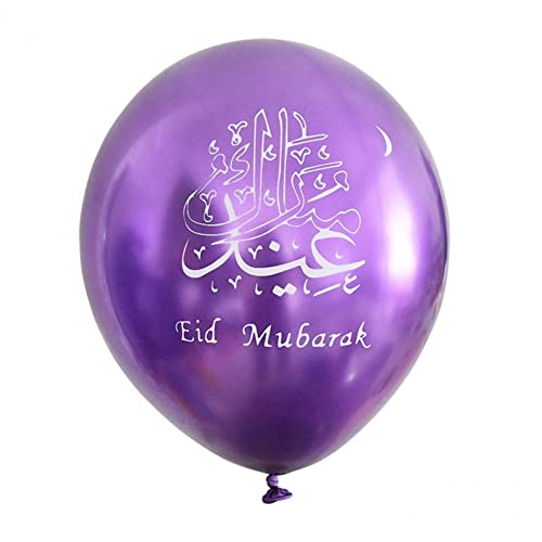 Ramadan Kareem Latex Balloon 10pcs Eid Mubarak Balloons for Fitr Muslim Islamic Festival Party Decoration Purple - color: Purple