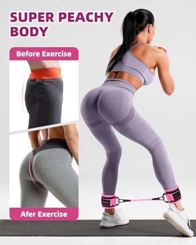 Resistance Bands Set – Resistance Band and Adjustable Ankle Exercise Bands with Cuffs Great Equipment for Training, Working Out, Yoga,Home Gym with Training Guidance & Carry Bag,Set of 8 - color: Pink