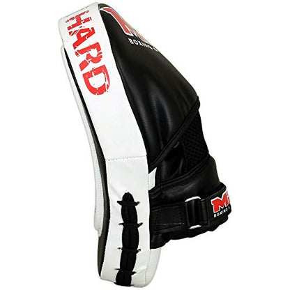 MRX Gel Tech Boxing Hook & Jab Pads MMA Focus Punching Mitts Training Thai Kick Strike Shield Curved Black/White - color: Black/White