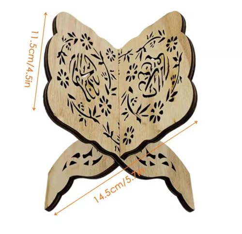 Decorative Wooden Book Stand, Folding Quran and Bible Holder with Floral Design, Traditional Prayer Book Display Rack (Style 2- generic) - style: Style 2- generic