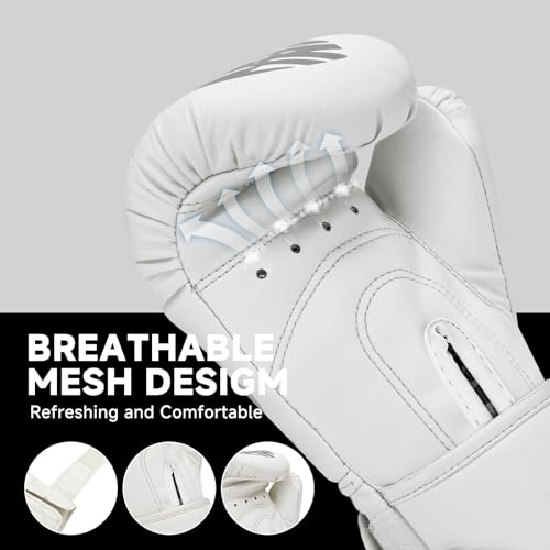 Kids Boxing Gloves, Youth Boxing Training Gloves for Kids Boys and Girls, 4oz & 6oz Fighting Gloves, Punching Bag Kickboxing Thai Mitts MMA Training Sparring Gloves - color: White, size: 4oz