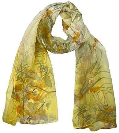 Xyueanlo Scarfs for Women Lightweight Scarves Fashion Print Floral Pattern Scarf Shawls - color: F-yellow