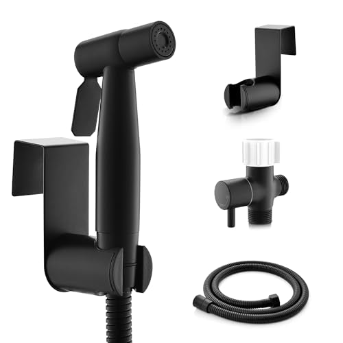 Handheld Toilet Bidet Sprayer for Toilet-Adjustable Water Pressure Control with Bidet Hose for Feminine Wash, Stainless Steel Brushed Nickel Cloth Diaper for Baby Wash (Matte Black, 1 Pack) - color: Matte Black, size: 1 Pack