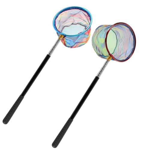 Fishing Net 2 Pack Retractable Lightweight Landing Net with Aluminum Rod Handle Fishing Nets for Youth Catch and Release Butterfly Nets - style: Black+red