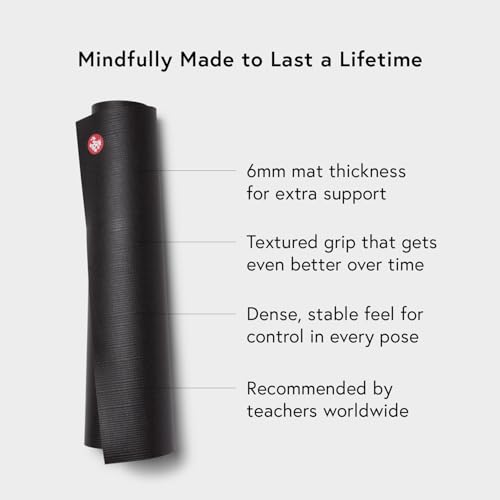 Manduka PRO Yoga Mat - 6mm | Lifetime Durability | Hygienic Construction | Premium Studio Quality | Teacher Approved - color: Midnight, size: 68" x 26"