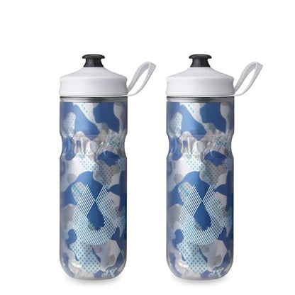 HydraPak Polar Sport Insulated Water Bottle 2-Pack (20oz, Contender Blue) | High Flow, BPA Free, Tri-Layer Insulation, Leakproof, Dash Handle, Easy Squeeze, Self-Sealing Cap, for Sports - color: Contender Blue, style: 20oz/600ml (2-Pack)