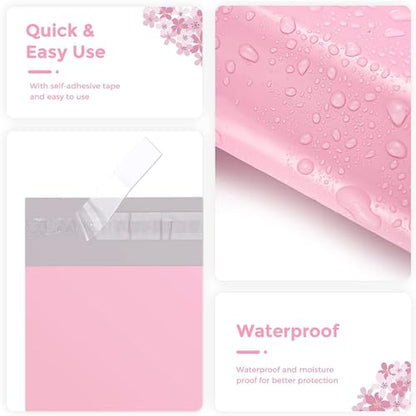 Metronic Poly Mailers 12x15.5 100 Pack, Self Seal Shipping Bags for Clothes | Strong Adhesive Waterproof Tear-resistant Mailing Envelopes, Packaging Bags for Boutiques, Small Business, Light Pink - size: 12x15.5 100PC
