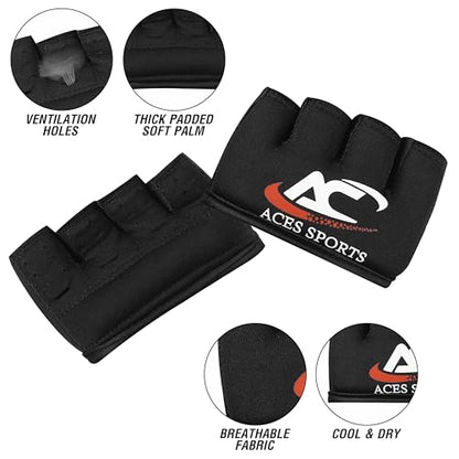 Gel Knuckle Protector, Black MMA Gel Hand Guard, Fingerless Design - size: Large-X-Large