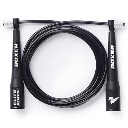 EliteSRS 10 Foot Outdoor Rated 5Mm Pvc, Boxer Jump Rope 3.0 with Smooth Action Polymer Handles and Ergonomic Slip-Resistant Dimpled Grips | Professional boxing rope. Smooth-action handles with slip-resistant grips. Fitness and cardio. - color: Black
