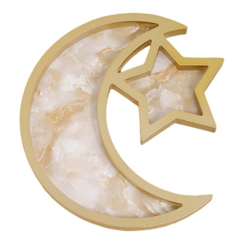 Wooden Ramadan Decoration Tray Eid Mubarak Serving Tray Crescent Moon Star Tray Plate Ramadan Eid Serving Tray Dessert Fruit Tray Tableware Dessert Platters Storage Container Display Holder - color: Color #3