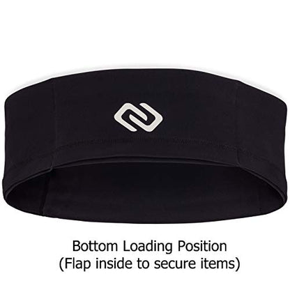 Sporteer VersaSlim Running Belt - Low-Profile Workout Waist Pack for Gym & HIIT - Zero-Bounce Minimalist Phone Holder for Activewear - Nylon Spandex Blend (Black, Large) - size: Large