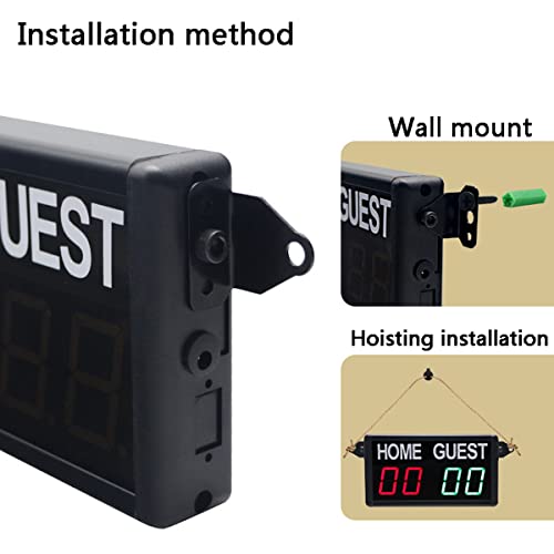 Mini Electronic Digital Scoreboard, Indoor LED Scoreboard,5-Level Brightness Adjustment, with Remote Wall Mount, for Basketball Baseball Badminton Football Game