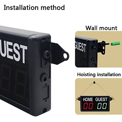 Mini Electronic Digital Scoreboard, Indoor LED Scoreboard,5-Level Brightness Adjustment, with Remote Wall Mount, for Basketball Baseball Badminton Football Game